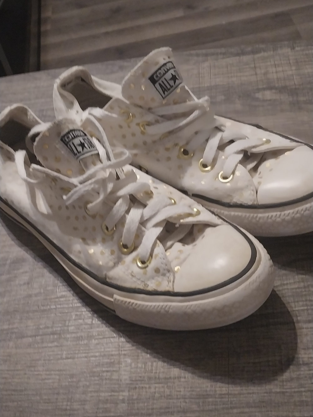 Converse White Low-Top Sneakers with Gold Accents